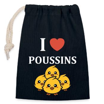 Humour bébé poussin - Sac cadeau en coton avec cordon (14 x 20 cm) - bleu marine - Devant