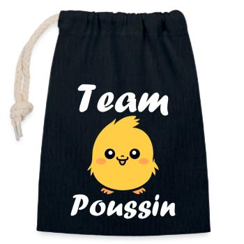 Humour petit poussin - Sac cadeau en coton avec cordon (14 x 20 cm) - bleu marine - Devant