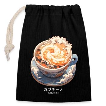 Kapuchīno - Closable cotton gift bag (14x20cm) - black - Front