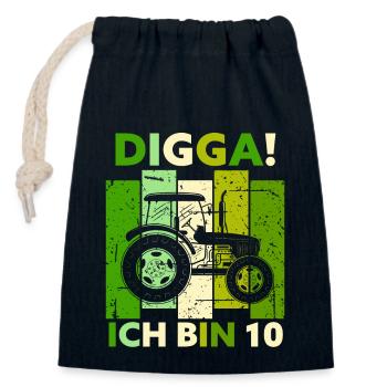 10. Geburtstag Junge Traktor Geschenk Landwirt - Verschließbarer Geschenkbeutel aus Baumwolle (14x20cm) - Navy - Vorne