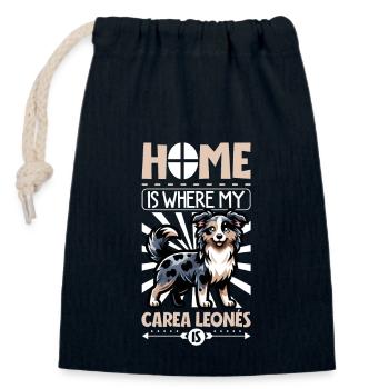 Zuhause - Carea Leonés - Verschließbarer Geschenkbeutel aus Baumwolle (14x20cm) - Navy - Vorne