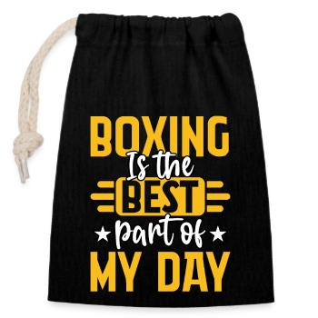 Boxing is the best part of my day - Closable cotton gift bag (14x20cm) - black - Front