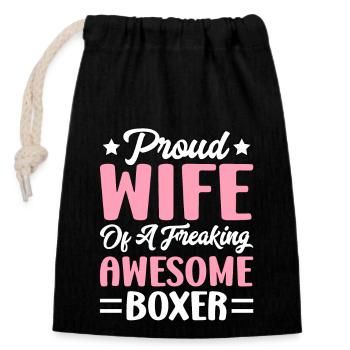 Fière épouse d’un boxeur génial - Sac cadeau en coton avec cordon (14 x 20 cm) - noir - Devant