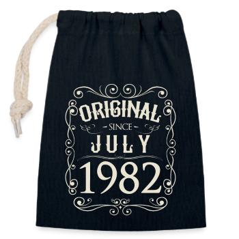 Vintage - Original since July 1982 Birthday - Closable cotton gift bag (14x20cm) - navy - Front