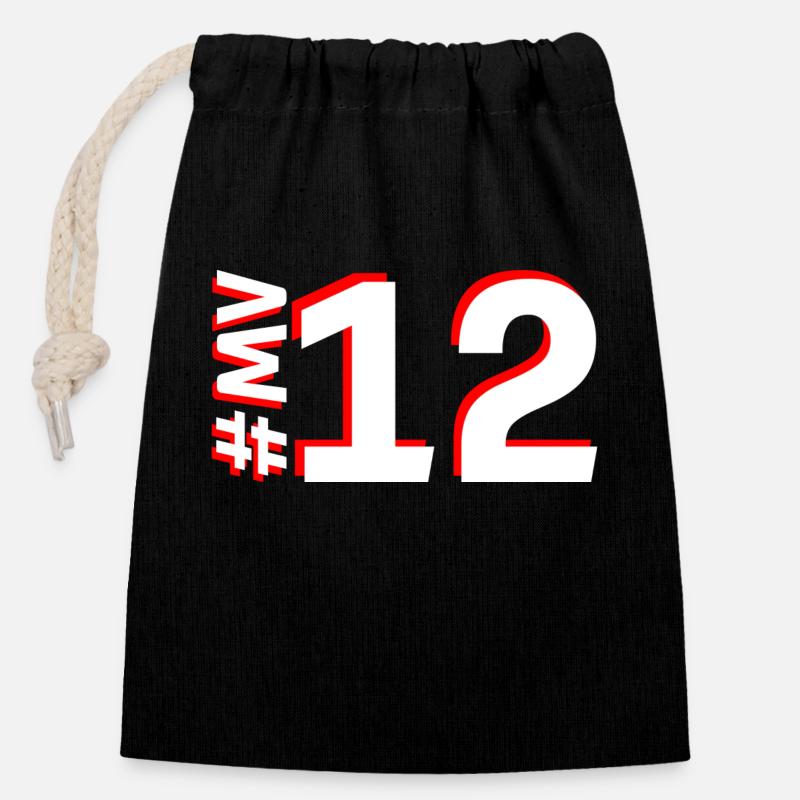 MV12 - Sac cadeau en coton avec cordon (14 x 20 cm) - noir
