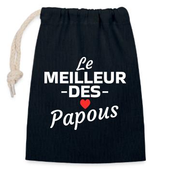 Design Graphique Le Meilleur des Papous - Sac cadeau en coton avec cordon (14 x 20 cm) - bleu marine - Devant