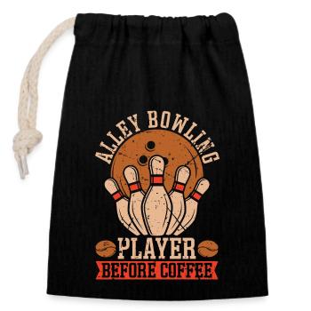 Alley Bowling Player Before Ninepins Coffee Lover - Closable cotton gift bag (14x20cm) - black - Front