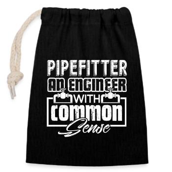Pipefitter Pipefitter With Common Sense - Closable cotton gift bag (14x20cm) - black - Front