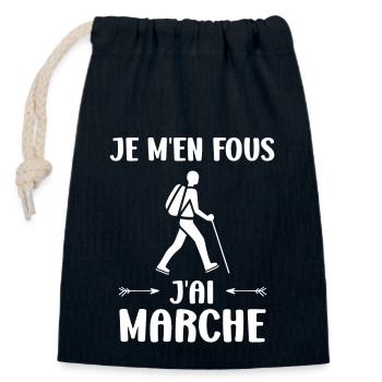 Randonné humour marche nordique - Sac cadeau en coton avec cordon (14 x 20 cm) - bleu marine - Devant