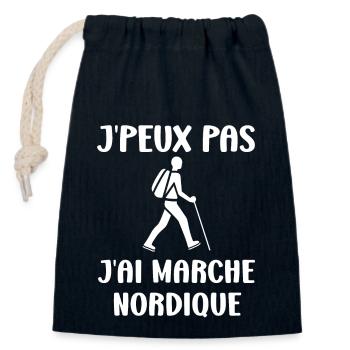 Randonné humour marche nordique - Sac cadeau en coton avec cordon (14 x 20 cm) - bleu marine - Devant
