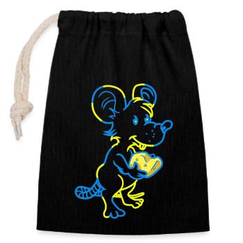 souris rongeur animaux de compagnie fromage amoureux des animaux - Sac cadeau en coton avec cordon (14 x 20 cm) - noir - Devant