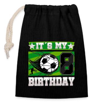 8th birthday Boy Soccer 8 Years Old Gifts - Verschließbarer Geschenkbeutel aus Baumwolle (14x20cm) - Schwarz - Vorne