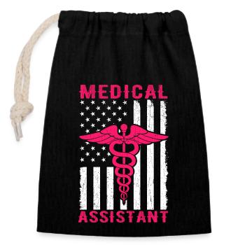Medizinischer Assistent Medizinische Assistentin unter amerikanischer Flagge - Verschließbarer Geschenkbeutel aus Baumwolle (14x20cm) - Schwarz - Vorne