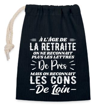 Avec l'age on reconnaît les cons de loin - Sac cadeau en coton avec cordon (14 x 20 cm) - bleu marine - Devant