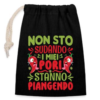 I Don't Sweat My Pores Cry - Chili Cook - Closable cotton gift bag (14x20cm) - black - Front