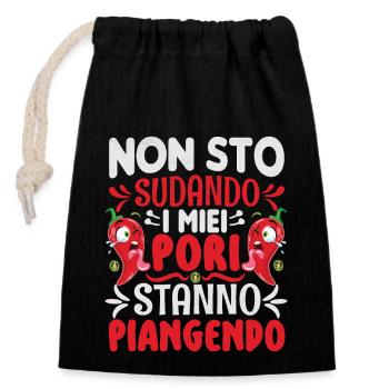 I Don't Sweat My Pores Cry - Chili Cook - Closable cotton gift bag (14x20cm) - black - Front