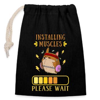 Hund Muskelaufbau Sportler Gym Training - Verschließbarer Geschenkbeutel aus Baumwolle (14x20cm) - Schwarz - Vorne