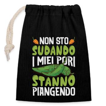 I Don't Sweat My Pores Cry - Chili Cook - Closable cotton gift bag (14x20cm) - black - Front