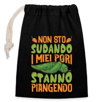 I Don't Sweat My Pores Cry - Chili Cook - Closable cotton gift bag (14x20cm) - black - Front