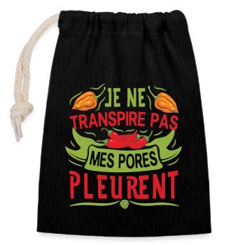 Je ne transpire pas mes pores pleurent - Chili Cook - Sac cadeau en coton avec cordon (14 x 20 cm) - noir - Devant