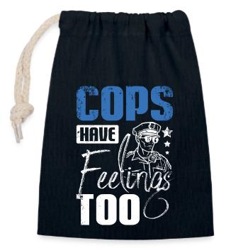 Cops have feelings too - Verschließbarer Geschenkbeutel aus Baumwolle (14x20cm) - Navy - Vorne