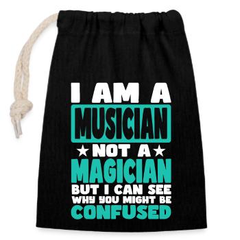 Musicien - Sac cadeau en coton avec cordon (14 x 20 cm) - noir - Devant