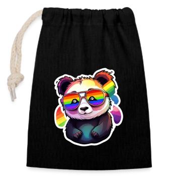 LGBTQ Panda - Verschließbarer Geschenkbeutel aus Baumwolle (14x20cm) - Schwarz - Vorne