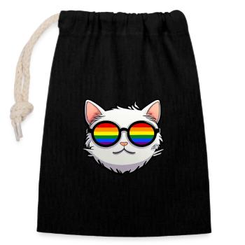 LGBTQ Katze - Verschließbarer Geschenkbeutel aus Baumwolle (14x20cm) - Schwarz - Vorne