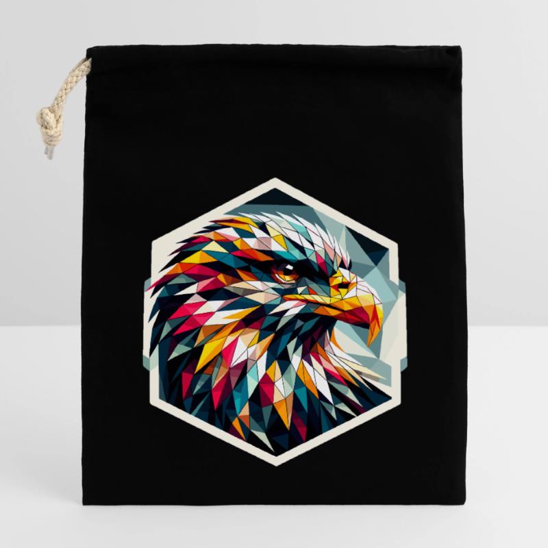 White-tailed eagle in polygon representation Closable cotton gift bag (14x20cm)