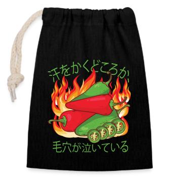 Es brennt immer Zweimal - Chili Koch Scharfe Sauce - Verschließbarer Geschenkbeutel aus Baumwolle (14x20cm) - Schwarz - Vorne