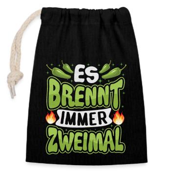 Il brûle toujours deux fois - Sauce piquante Chili Cook - Sac cadeau en coton avec cordon (14 x 20 cm) - noir - Devant