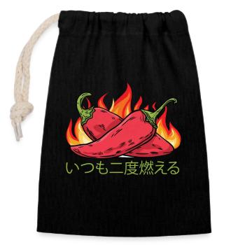 Il brûle toujours deux fois - Sauce piquante Chili Cook - Sac cadeau en coton avec cordon (14 x 20 cm) - noir - Devant