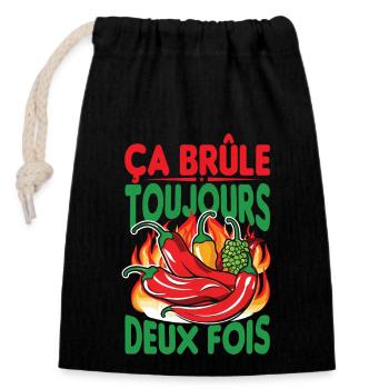 Il brûle toujours deux fois - Sauce piquante Chili Cook - Sac cadeau en coton avec cordon (14 x 20 cm) - noir - Devant