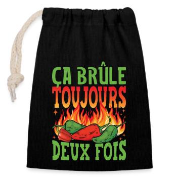 Il brûle toujours deux fois - Sauce piquante Chili Cook - Sac cadeau en coton avec cordon (14 x 20 cm) - noir - Devant