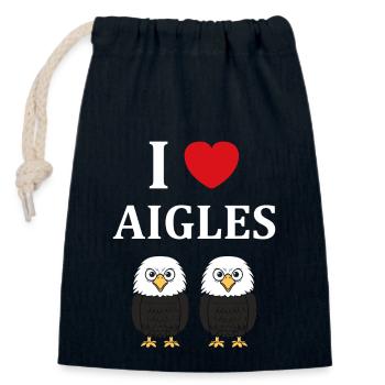 Citation humour Oiseau aigle - Sac cadeau en coton avec cordon (14 x 20 cm) - bleu marine - Devant