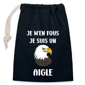 Citation humour Oiseau aigle - Sac cadeau en coton avec cordon (14 x 20 cm) - bleu marine - Devant