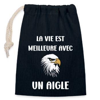 Citation humour Oiseau aigle - Sac cadeau en coton avec cordon (14 x 20 cm) - bleu marine - Devant