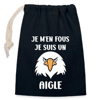 Citation humour Oiseau aigle - Sac cadeau en coton avec cordon (14 x 20 cm) - bleu marine - Devant