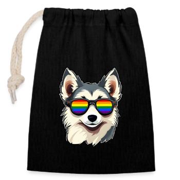 LGBTQ Husky - Verschließbarer Geschenkbeutel aus Baumwolle (14x20cm) - Schwarz - Vorne