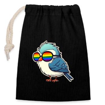 LGBTQ Bird - Closable cotton gift bag (14x20cm) - black - Front