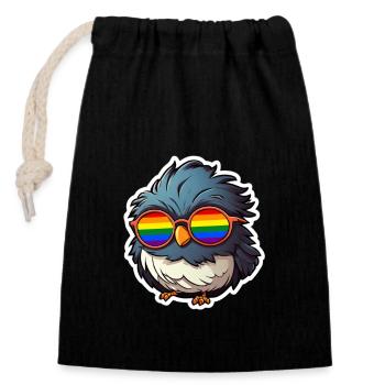 LGBTQ Bird - Closable cotton gift bag (14x20cm) - black - Front