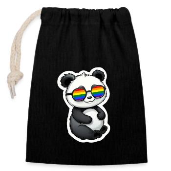 LGBTQ Panda - Closable cotton gift bag (14x20cm) - black - Front