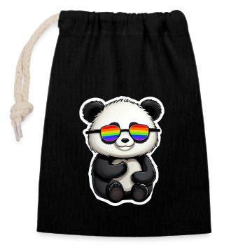 LGBTQ Panda - Verschließbarer Geschenkbeutel aus Baumwolle (14x20cm) - Schwarz - Vorne