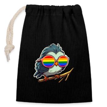 LGBTQ Bird - Closable cotton gift bag (14x20cm) - black - Front