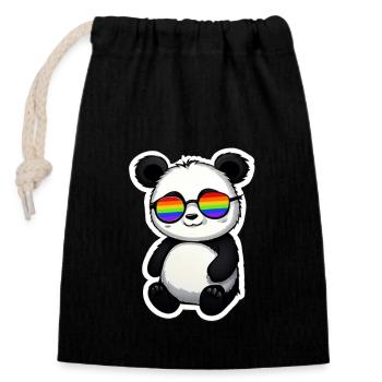 LGBTQ Panda - Verschließbarer Geschenkbeutel aus Baumwolle (14x20cm) - Schwarz - Vorne
