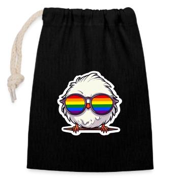 LGBTQ Bird - Closable cotton gift bag (14x20cm) - black - Front