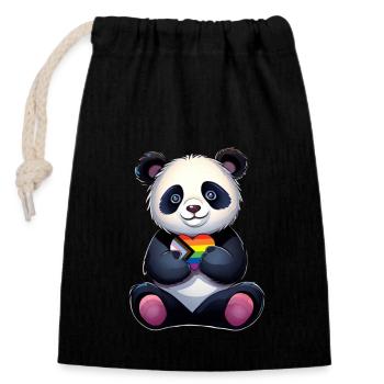 LGBTQ Panda - Verschließbarer Geschenkbeutel aus Baumwolle (14x20cm) - Schwarz - Vorne