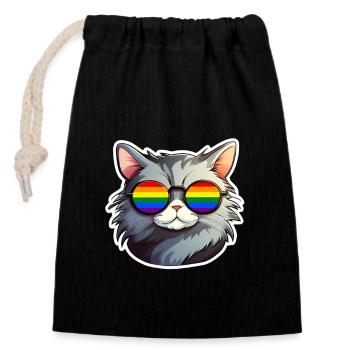 LGBTQ Katze - Verschließbarer Geschenkbeutel aus Baumwolle (14x20cm) - Schwarz - Vorne