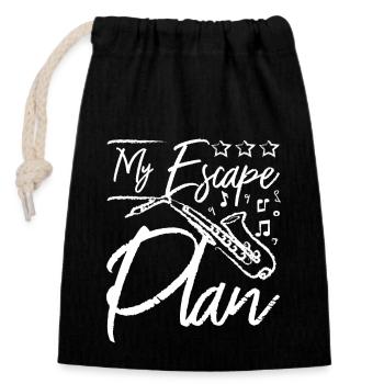 My Escape plan, playing saxophone - Closable cotton gift bag (14x20cm) - black - Front
