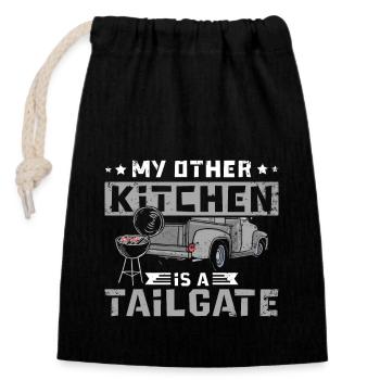 My other kitchen is a tailgate - Closable cotton gift bag (14x20cm) - black - Front
